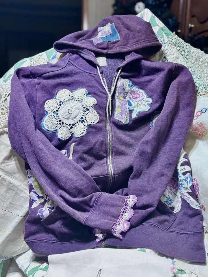 Sudadera con Capucha Cremallera Reciclada Con Apliques Vintage Pollo L Unisex Foto 3 de 4