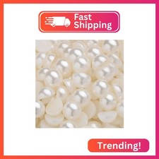 100PCS 18mm Flatback Pearls for Crafting Ivory, Imitation Large Half Round Pearl