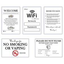 Laminated Air Bnb Signs Host Information Cards with Adhesive Tape 5 Pk