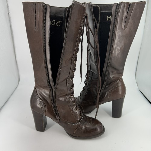 Botas Mudd Mujer Talla 7.5 Marrón Tacón Con Cordones Victoriano Steampunk Disfraz Y2K - Imagen 13 de 17