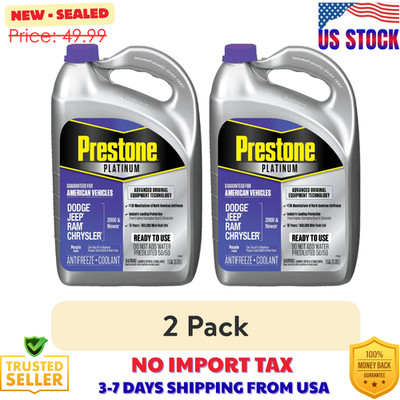2 Pack Prestone Platinum American Purple Antifreeze & Coolant 1 Gal - 50/50 Pre