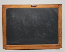 Vtg Nat'l School Slate Co. 1940's Natural Slate Wood Framed Chalkboard with Tray