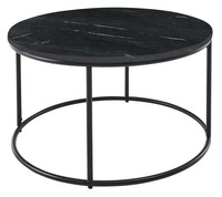 Couchtisch Wohnzimmertisch Sofatisch Rund Marmor Metallgestell Schwarz Ø 80 Cm