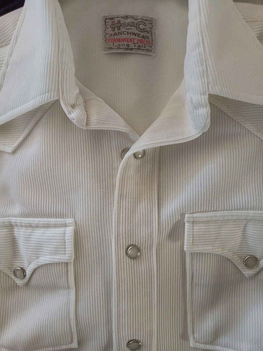 ▪️70’s【H bar C】VINTAGE SHIRT Vintage 70s H BAR C Western Shirt Sz L Chain Stitch Embroidery