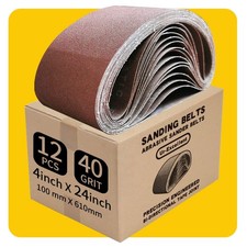 12 Pack 4x24 Inch Aluminum Oxide Sanding Belt Sandpaper for Wood Aluminum Glass