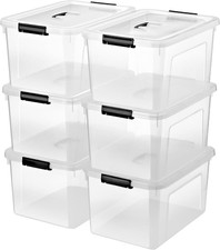 19 Quart Plastic Storage Bins with Lids, 6-Pack Stackable Clear Storage Organizi
