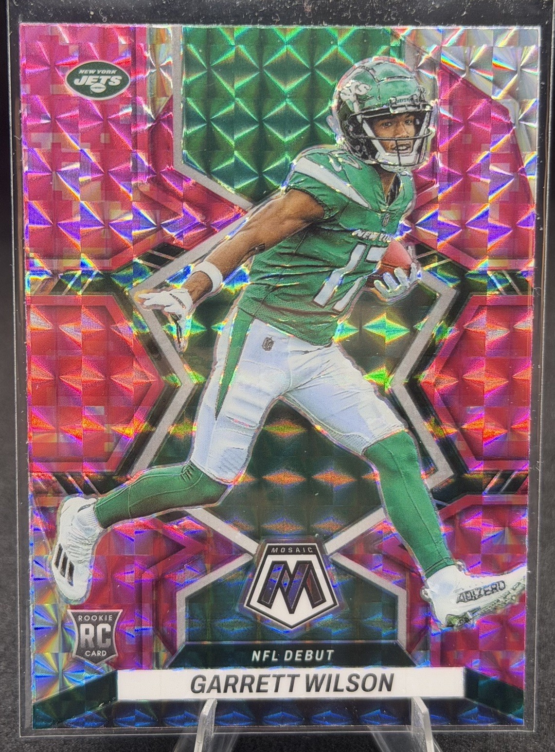 2022 Panini Mosaic Garrett Wilson NFL Debut Camo Pink Mosaic #276 RC