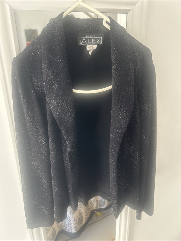 Black Woman Sparkling Blazer Jacket Size P