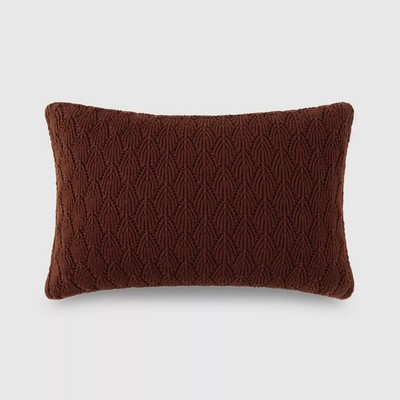 Jeremiah Brent Home 20''x12'' Cotton Knitted Pointelle Lumbar Accent Pillow Raisin