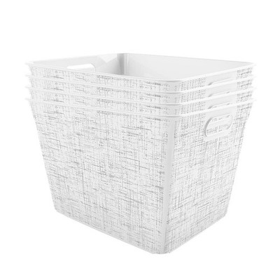 Curver Set of 4 Large V Baskets Decorative Plastic Organization and Storage B...