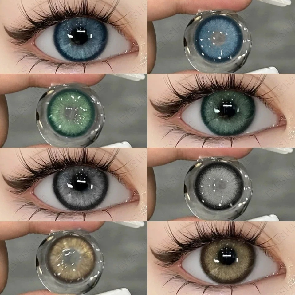 Lentilles de Contact Colorées - Marron, Gris, Vert, Bleu - Effet Naturel - 1 an