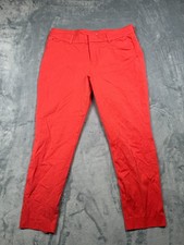 Old Navy Pixie Chino Pants Womens 14 Red Cotton Stretch Ankle Slim Leg Mid Rise