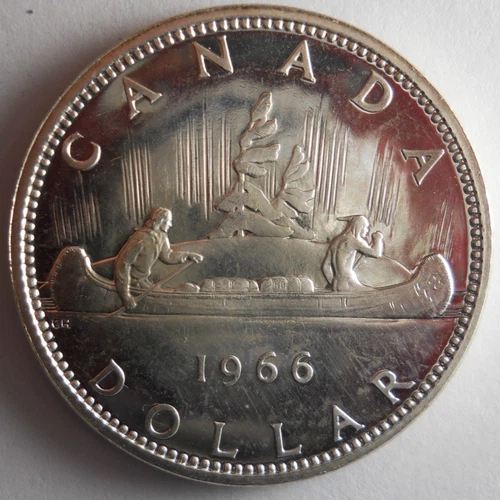 1966 CANADA DOLLAR - AU/UNC - Excellent Silver Crown Coin - Lot #A2