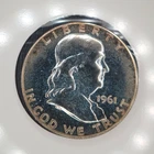 1961 50C Proof Franklin Half Dollar Uncirculated Silver Coin with toning
