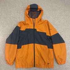 Columbia Girls' Youth Rain Jacket Size L 14/16 , Full Zip, Hooded, Orange Blue