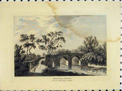 Original alter antiker Druck 1783 Abteibrücke Bala Sala River Hooper 18.