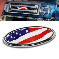 9inch For Ford F150 F250 F350 Car Front Grill Tailgate Emblem US Flag Oval Badge