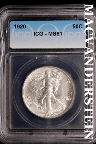 1920 Walking Liberty Half Dollar - ICG MS61 - Scarce  No Reserve  #SLK620