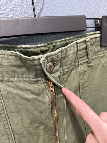 Vintage 60’s US Army OG 107 Olive Green Men’s Field Pants Size 32/33 Zipper - Bild 4 von 6
