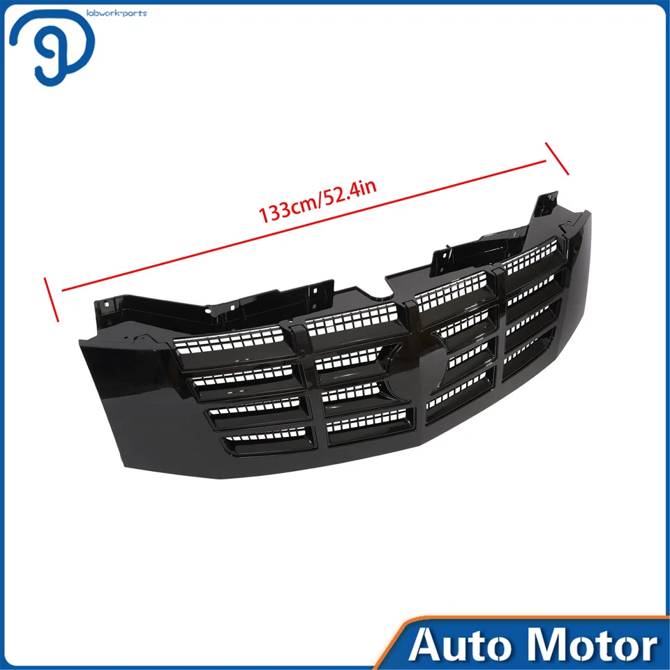 Gloss Black Front Grille Assembly & Upper Trim For Cadillac Escalade ESV 2007-14 - Изображение 2 из 4