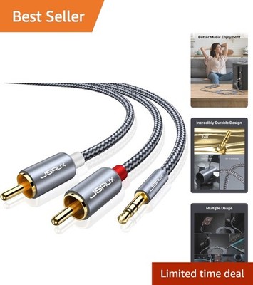 25ft Bi-Directional Aux to RCA Adapter - Nylon Braided - Perfect for Devices