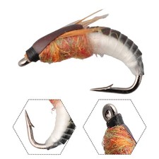Exquisite Feathered Scud Fly Realistic Nymph Worm Lure for Trout Fishing
