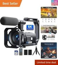 Compact Handheld 5K Vlogging Camera with Stabilizer & Remote Control – 64GB Card