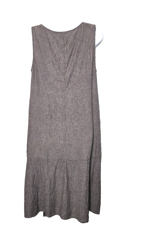Purejill J Jill Dress LP Gray Lagenlook Boho Slit Pleated Linen Woven Breathable - Picture 2 of 13