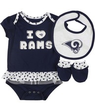 NFL Girls Creeper 3-Piece Bodysuit, navy, Infant, 12 mos