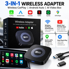AI Box Wireless CarPlay Android Auto AI Box 3-in-1 Video Streaming Adapter GPS
