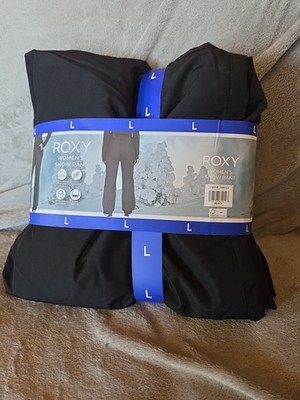New Roxy Womens Black Snow Pants Large L Dry Flight Water Resistant NWT 