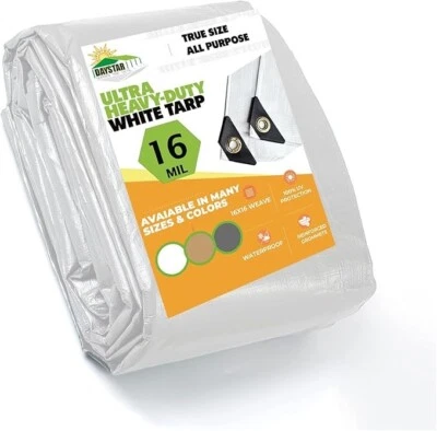 DAY STAR SHADES 16 MIL Thick Ultra Heavy Duty White Tarp 3ply Waterproof 9.5oz Coated True Size
