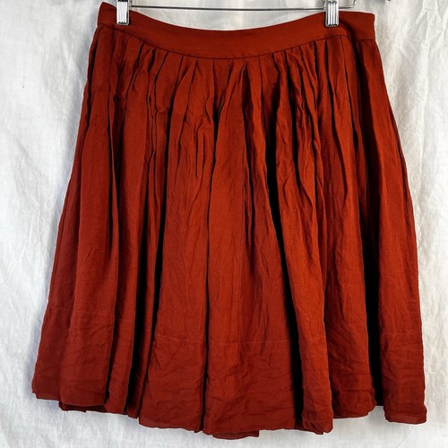 Talbots 100 Silk Pleated Skirt Women 10 Rust Orange Lined Full Lightweight Zip - 第 1/20 張圖片