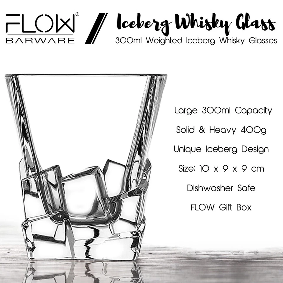 Iceberg Whiskey Glasses Set Of 2, Whisky Glass Gift Scotch Bourbon G&T Tumblers - Image 3 of 4
