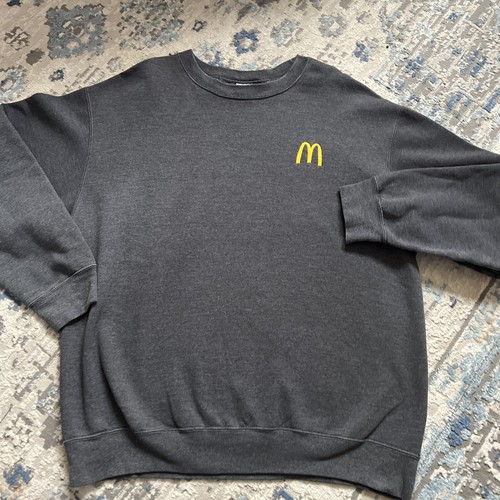 McDonalds Sweatshirt Mens XL Gray Employee Work Wear Crew Member Fleece Pullover