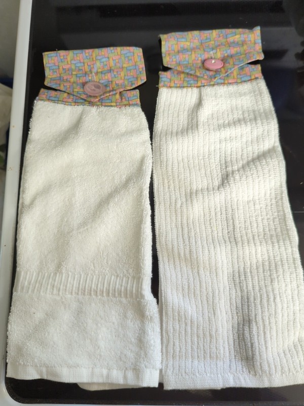HANDMADE HANGING KITCHEN TOWELS Geometric Design Dish towels (2)