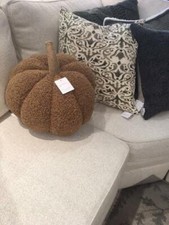 POTTERY BARN Cozy Pumpkin Pillow Tobacco Brown Fall Thanksgiving Halloween