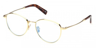 Tom Ford TF5749-B 030 Gold Round Metal Blue Block Eyeglasses Frame 52-17-145