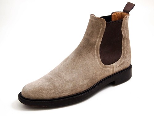 SANTONI STIVALETTI CHELSEA GRAY BEIGE SCAMOSCIATI SCARPE DA UOMO TAGLIA US  8 EU 41 $680 | eBay