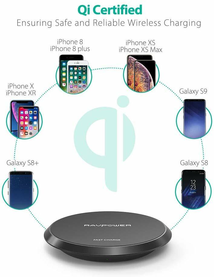 バッテリー+充電器 RAVPOWER WIRELESS FAST CHARGING PAD RAVPower Qi-Compatible Wireless Fast Charging Pad RP-PC014 B&H