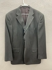 Mens Tallia Uomo Blazer Size 46R Gray Three Button Up Worsted Wool 