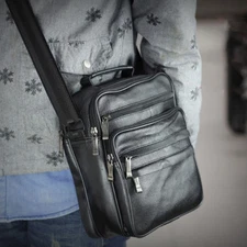 Tablet Bag Shoulder Crossbody Bags Satchel Men's Small Handbag Leather Messenger