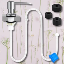 360° Sink Soap Dispenser Stainless Steel Kitchen Hands Liquid Pump Bottle Tube