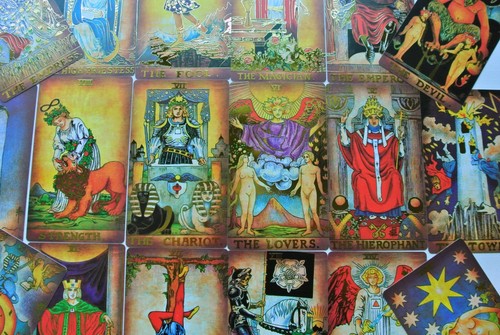 Tarot Deck 3"x5" Borderless Vintage Plastic Waterproof Guidebook Textile Pouch - Picture 21 of 24