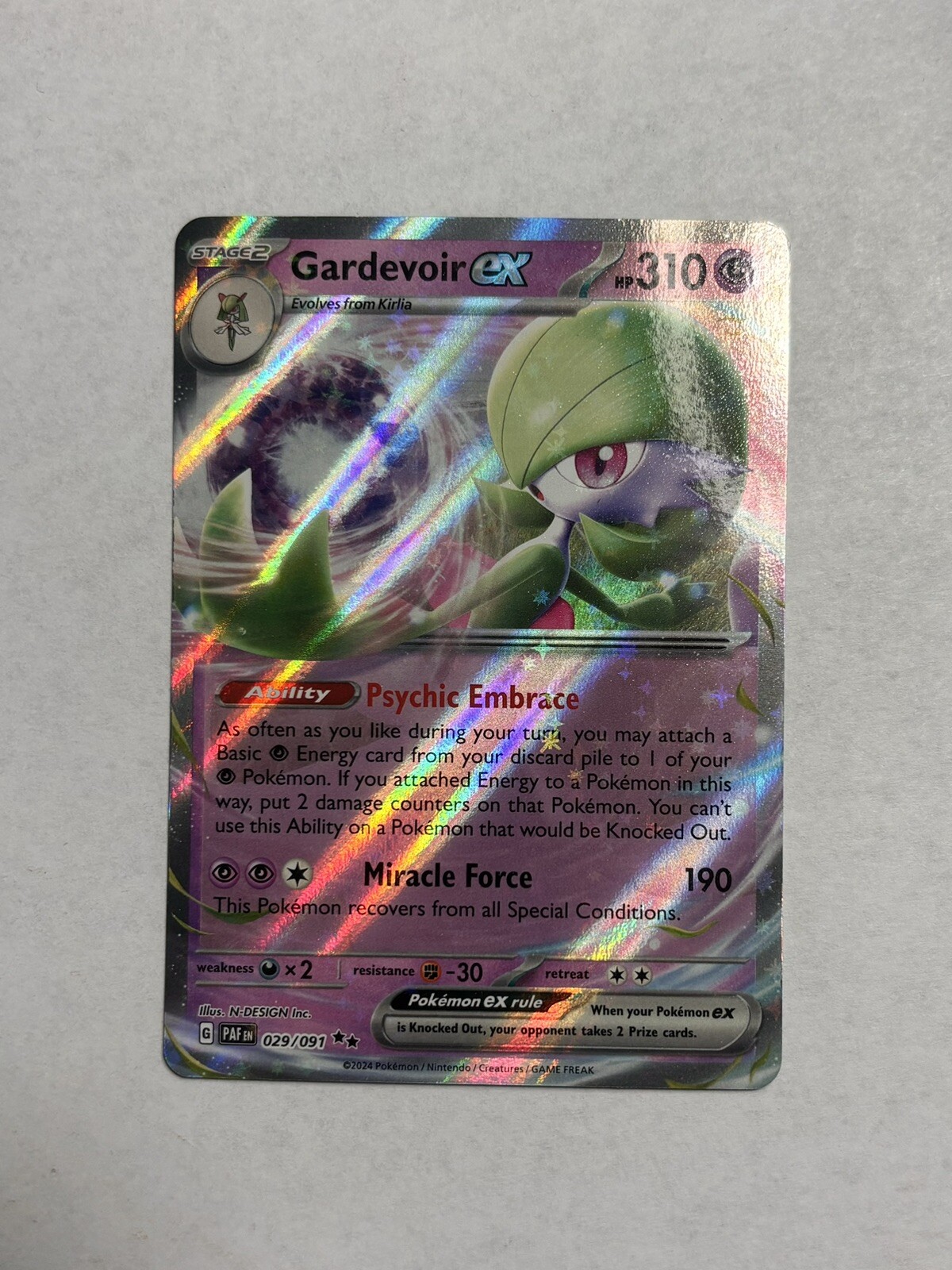Gardevoir ex 029/091 Double Rare - Scarlet & Violet Paldean Fates Near Mint NM/M