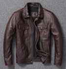 Men’s Motorcycle Biker Vintage Distressed Brown Cafe Racer Real Leather Jacket