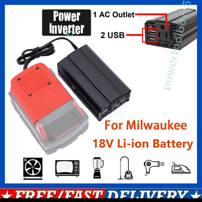 Compatible with Milwaukee 18V Battery to 110V AC Power Inverter