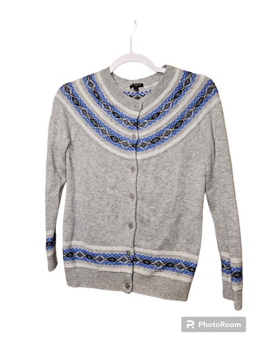 Talbots Grey Butoon Up Cardigan Nylon/lambswool M/P Cottagecore,indie,retro