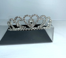 Clear Rhinestone Hair Tiara Silver Tone Metal Crown Hair Wedding Quince 16 NEW