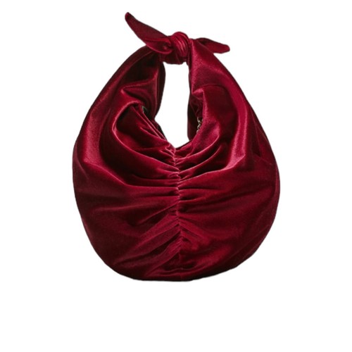 Bolso Zara Crossdody Rojo Terciopelo Tela Mango Lazo Nudo Redondo Cubo Nuevo - Imagen 15 de 20